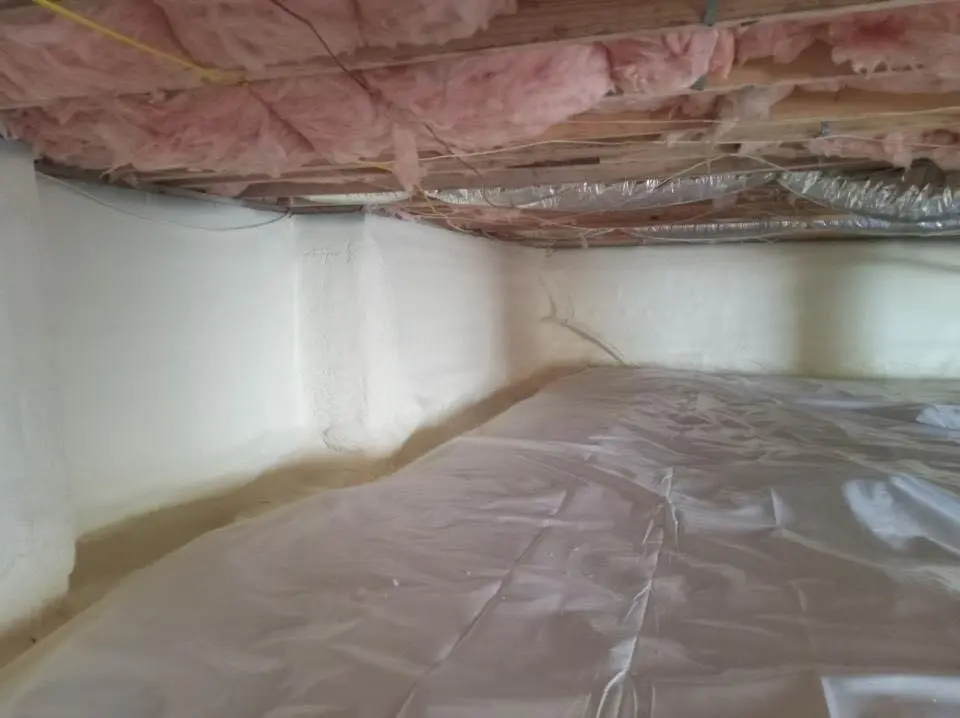 Crawl space encapsulation with closed-cell spray foam for Roof Waterproofing in French Valley